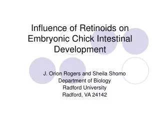 Influence of Retinoids on Embryonic Chick Intestinal Development