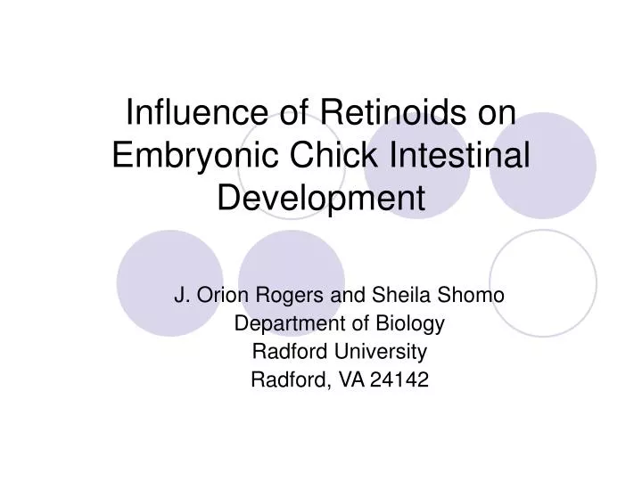 influence of retinoids on embryonic chick intestinal development