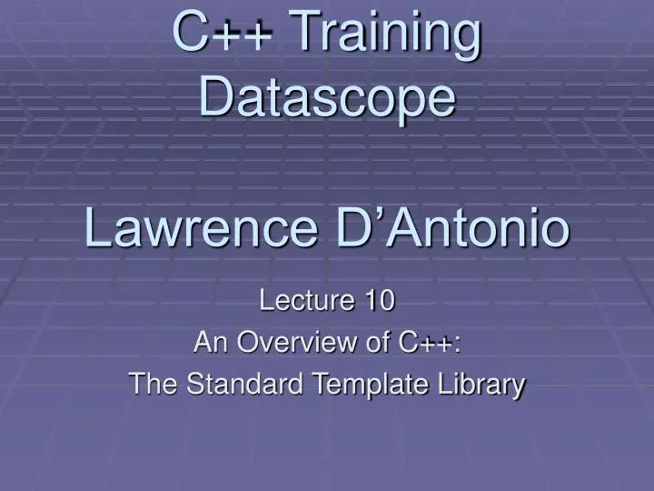 c training datascope lawrence d antonio