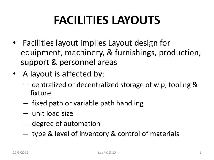 facilities layouts