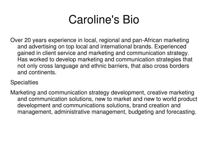 caroline s bio