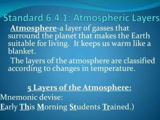 Standard 6.4.1: Atmospheric Layers