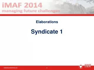 Elaborations Syndicate 1