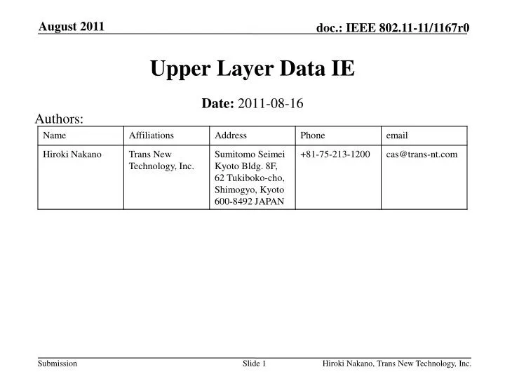 upper layer data ie
