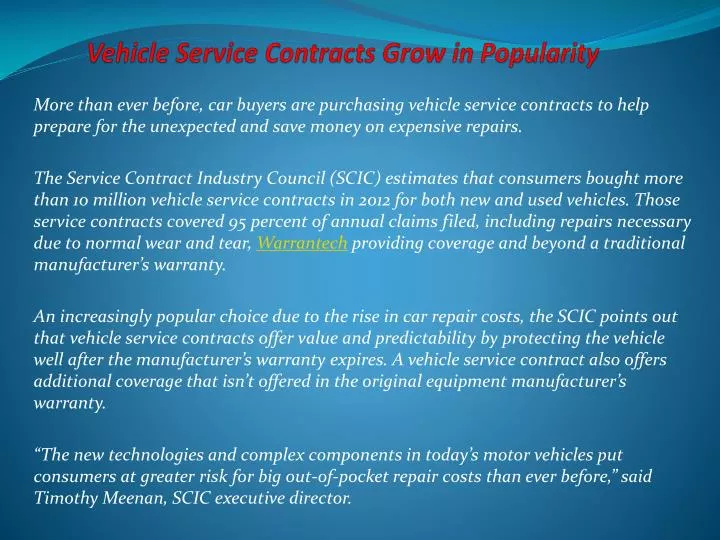 vehicle service contracts grow in popularity