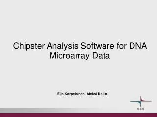 Chipster Analysis Software for DNA Microarray Data