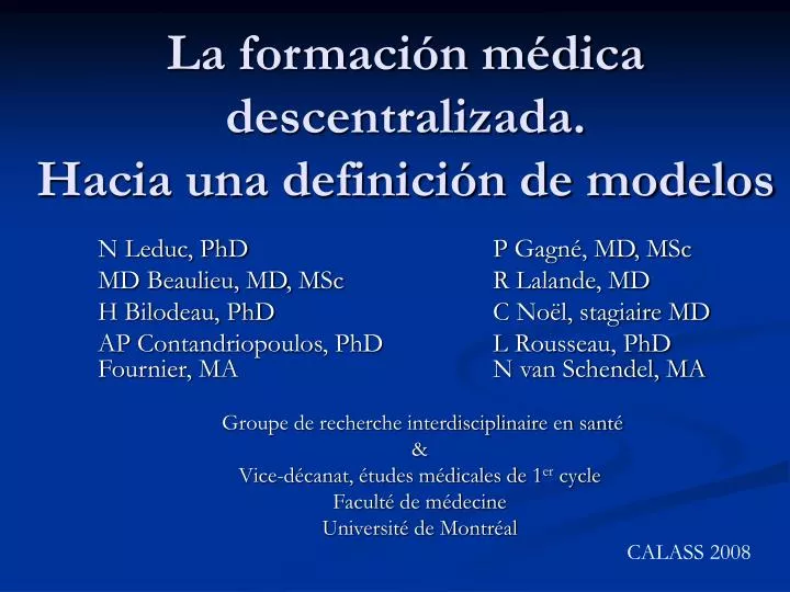 la formaci n m dica descentralizada hacia una definici n de modelos