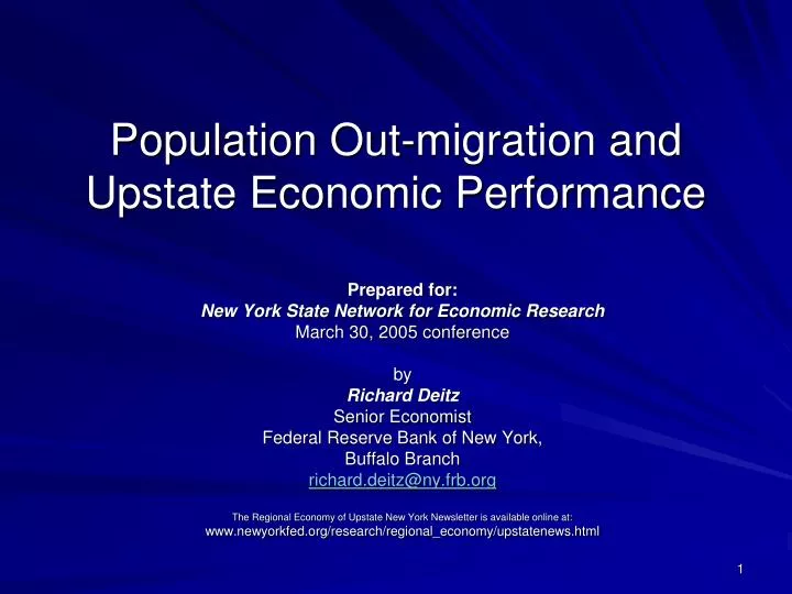 population out migration and upstate economic performance