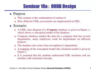 Seminar 10a : OODB Design