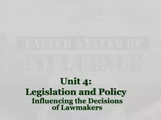 Unit 4: Legislation and Policy