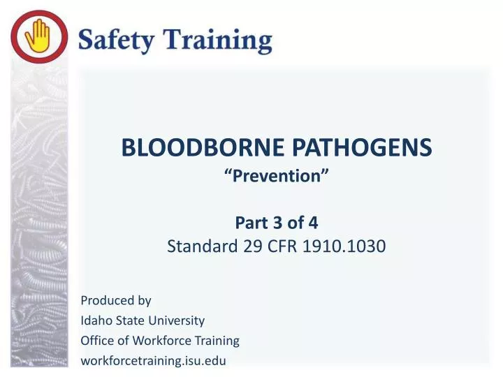 bloodborne pathogens prevention part 3 of 4 standard 29 cfr 1910 1030