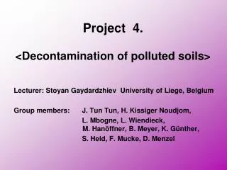 Project 4. &lt;Decontamination of polluted soils&gt;