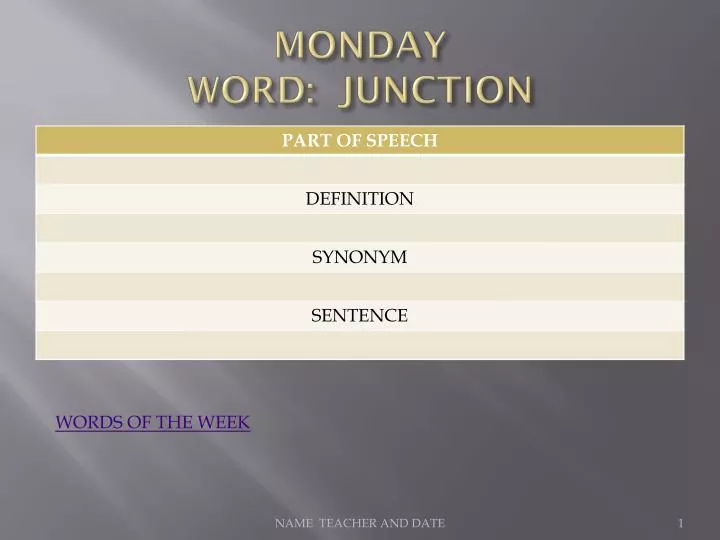 monday word junction