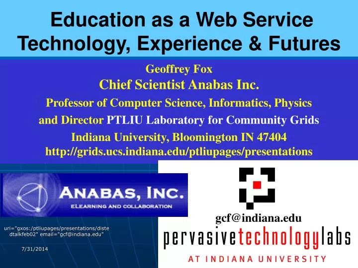 education as a web service technology experience futures