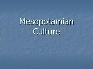 Mesopotamian Culture