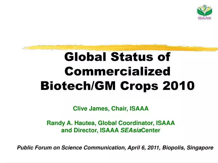 global status of commercialized biotech gm crops 2010