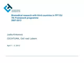 Biomedical research with third countries in FP7 EU 7th Framework programme 2007-2013