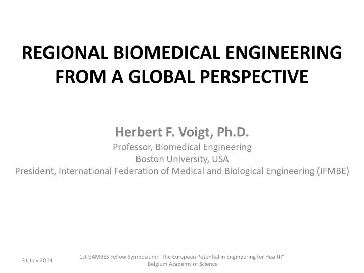 regional biomedical engineering from a global perspective