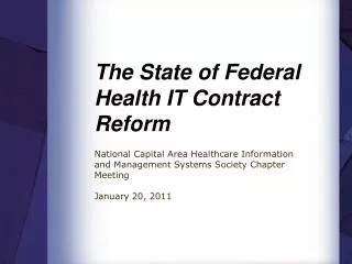 The State of Federal Health IT Contract Reform