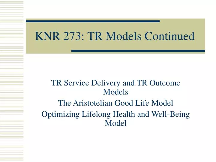 knr 273 tr models continued