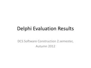 Delphi Evaluation Results