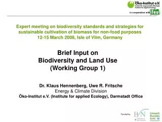 Dr. Klaus Hennenberg, Uwe R. Fritsche Energy &amp; Climate Division