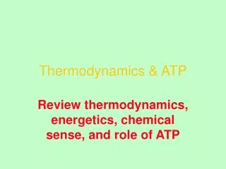 Thermodynamics &amp; ATP