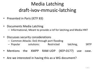 Media Latching draft - ivov- mmusic-latching