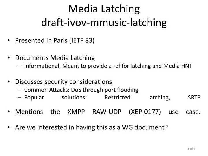 media latching draft ivov mmusic latching