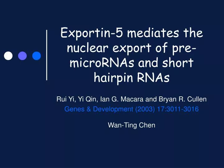 exportin 5 mediates the nuclear export of pre micrornas and short hairpin rnas