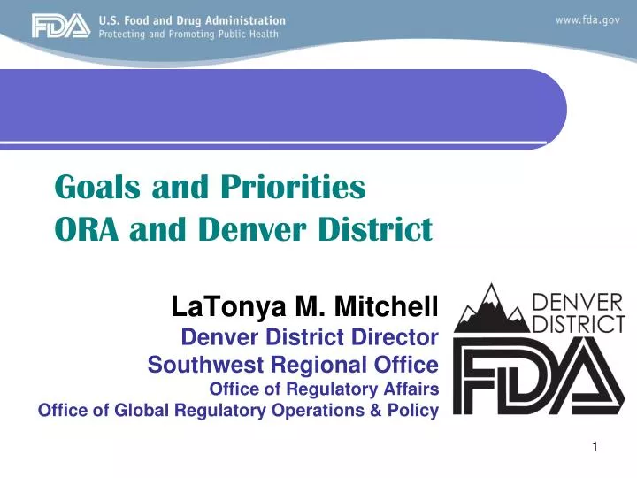 goals and priorities ora and denver district