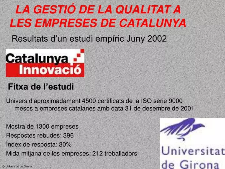 la gesti de la qualitat a les empreses de catalunya