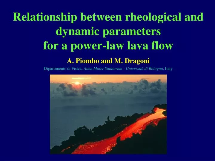relationship between rheological and dynamic parameters for a power law lava flow