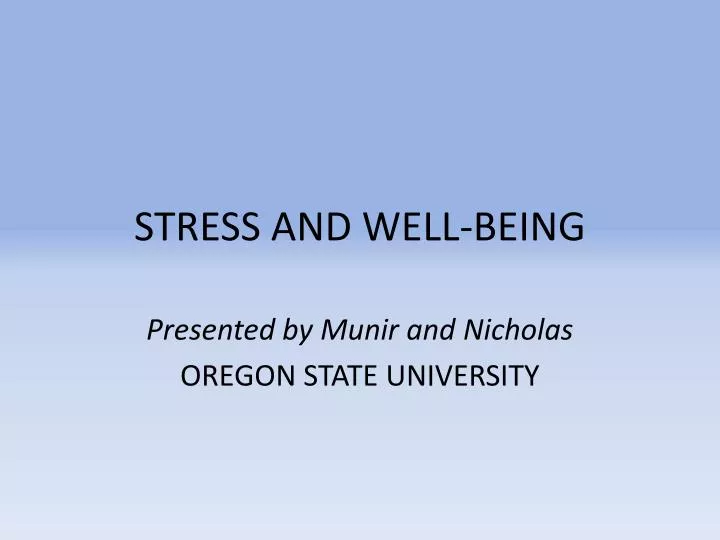 stress and well being