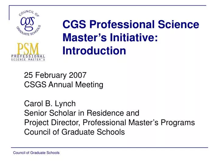 cgs professional science master s initiative introduction
