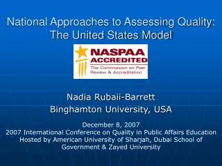 National Approaches to Assessing Quality: The United States Model