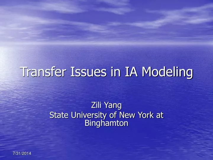 transfer issues in ia modeling