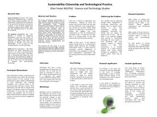 Sustainability Citizenship and Technological Practice