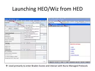 Launching HEO/Wiz from HED