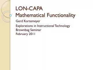 LON-CAPA Mathematical Functionality