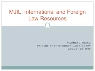 MJIL: International and Foreign Law Resources