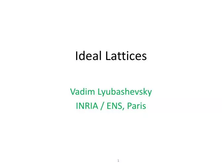 ideal lattices