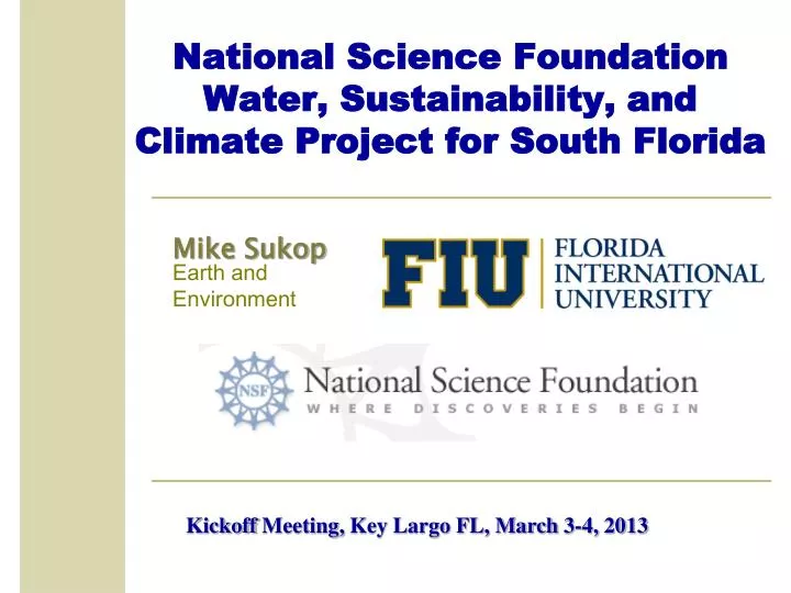 national science foundation water sustainability and climate project for south florida