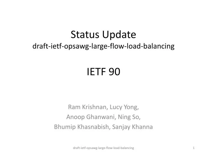status update draft ietf opsawg large flow load balancing ietf 90