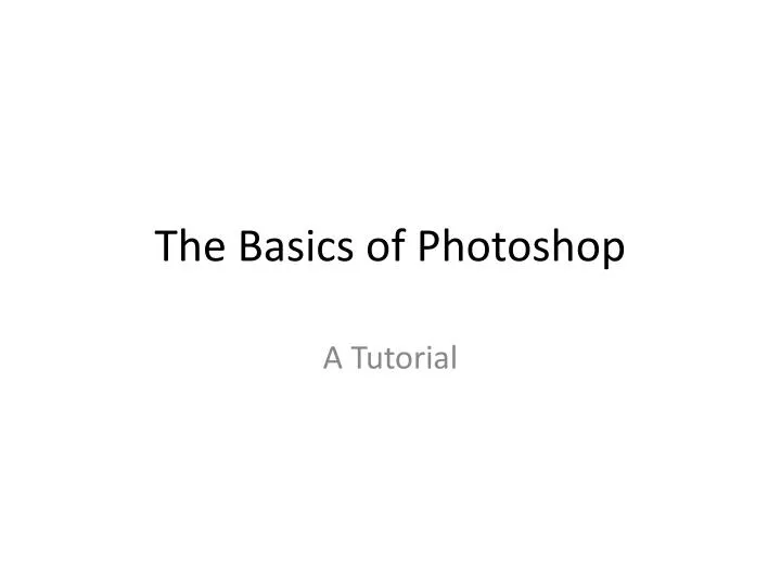 the basics of photoshop