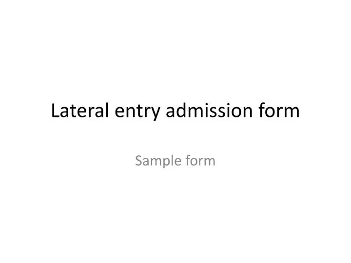 lateral entry admission form