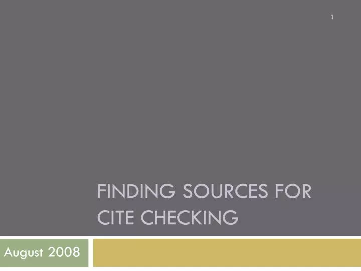 finding sources for cite checking