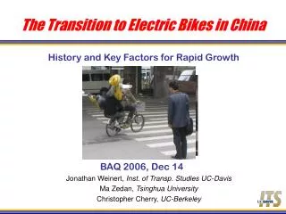 The Transition to Electric Bikes in China