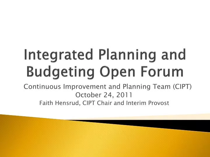 integrated planning and budgeting open forum