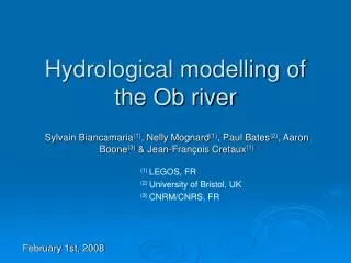Hydrological modelling of the Ob river